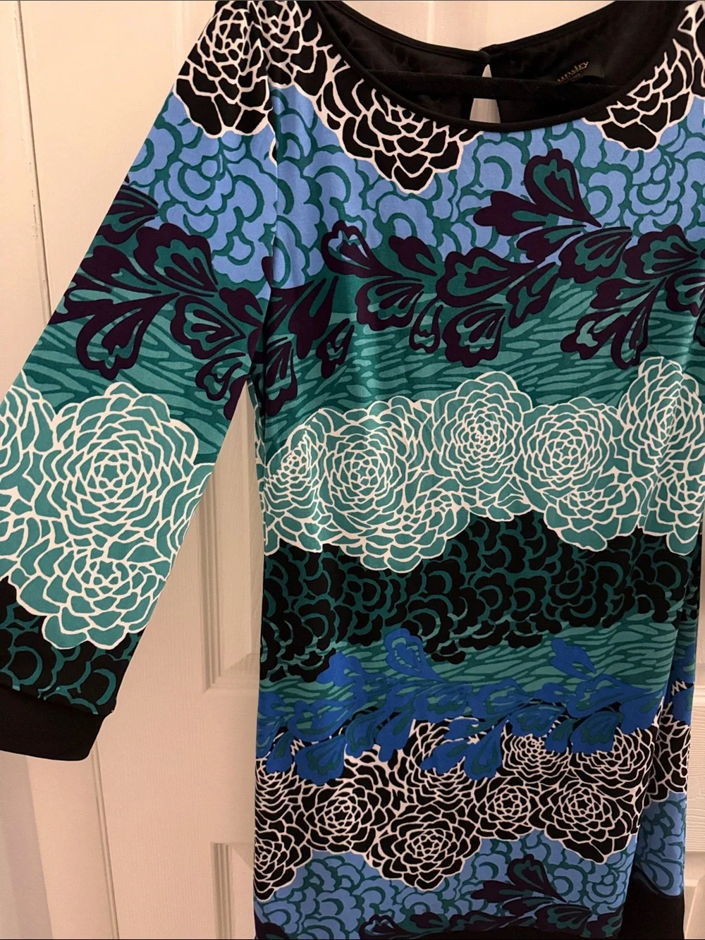 Laundry Blue & Teal Floral Long Sleeve Shift Dress - Picture 3 of 5